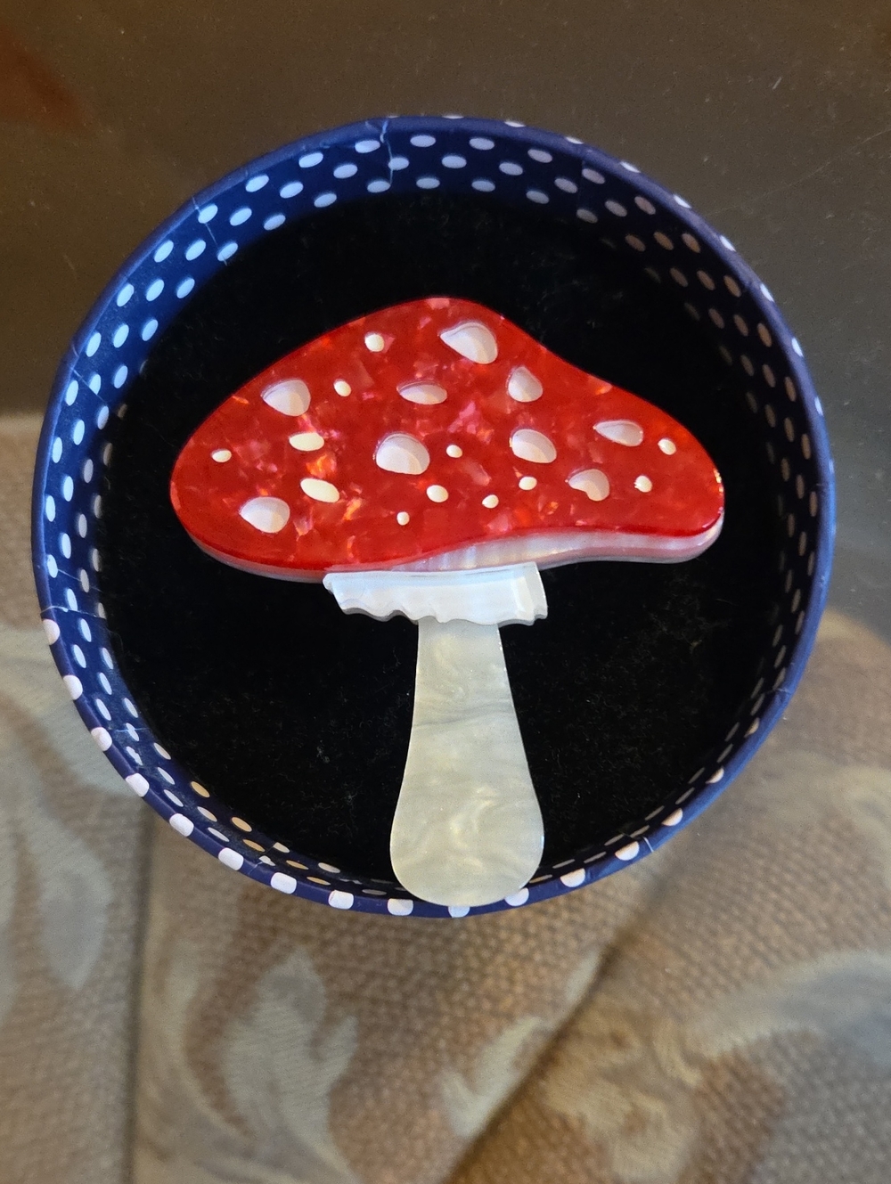 Erstwilder Red and White Mushroom Brooch